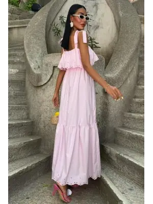 Omarı Brode Nakışlı Elbise