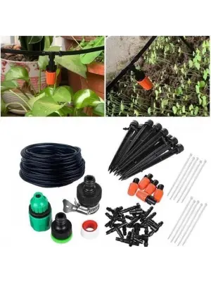 BUFFER® 10 Metre Bahçe Damlama Sulama Sistemi Seti Hortum ve Ek Parçaları