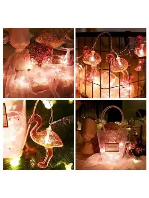 Omarı Dekoratif Led Flamingo Işık Zinciri - 1,5 Metre