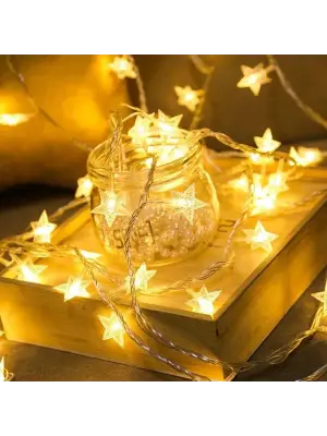 BUFFER® 20 Adet Mini Yıldız Led 5 Metre Günışığı Rengi Dekoratif Led