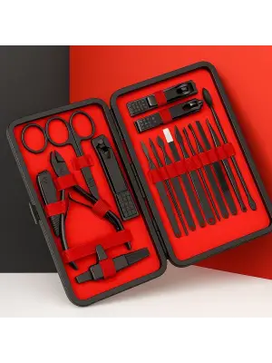 Omarı 24 Parça Kendiliğinden Deri Çantalı Manikür Pedikür Seti
