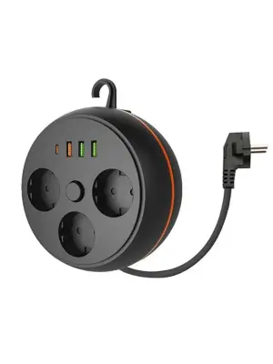 Omarı Termal Akım Korumalı Makaralı Priz with USB ve Type-C Giriş