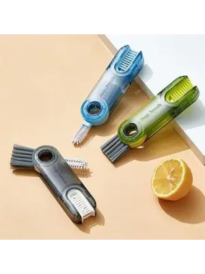 Omarı 3 Fonksiyonlu Pratik Şişe Temizleme Fırçası - Çok Amaçlı Mutfak ve Banyo Fırçası