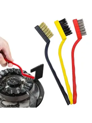 Omarı 3lü Tam Temizlik Bakır-Demir-Sert Plastik Tel Fırça