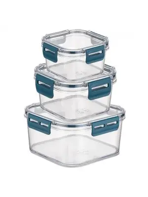 Omarı 3lü Pratik Silikon Contalı Sızdırmaz Kapaklı Saklama Kapları