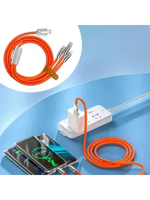 Omarı Hızlı Şarj Kablosu 1 Arada Çinko Alaşım - Turuncu