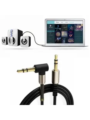 Omarı Yüksek Kaliteli 3.5mm AUX Kablosu - 1 Metre Uzunluğunda L Tipi Ses Aktarım Kablosu