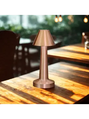 BUFFER® Çatı Model Bronz Renk Şarjlı Dokunmatik 3 Renkli LED Masa Lambası