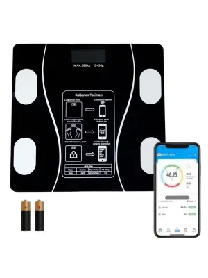BUFFER® Dijital Baskül Yağ Ölçer Fonksiyonlu Akıllı Baskül Bluetooth Bağlantılı Tartı