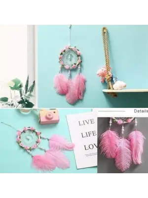 Omarı Kuş Tüyü ve Led Işıklı Dekoratif Asma Rüya Kapanı