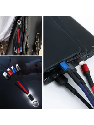 Omarı Işıklı 3-in-1 USB Şarj Kablosu - MİKRO, TYPE-C ve İphone Uyumlu