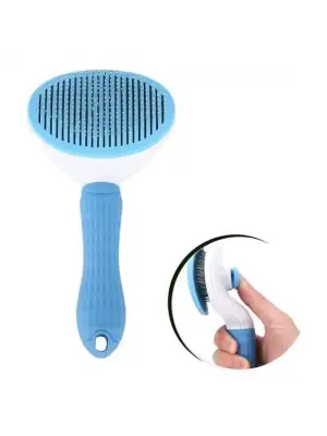 Omarı Ergonomik Saplı Tüy Toplayıcı Evcil Hayvan Tarağı - Mavi