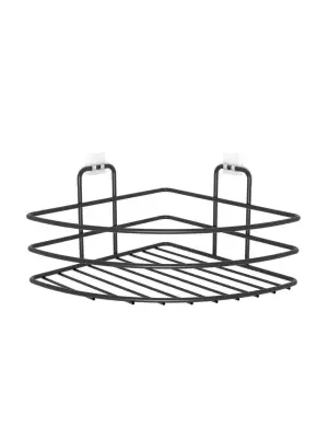 Omarı Kendiliğinden Yapışkanlı Banyo Askı Köşe Şampuanlık - Siyah