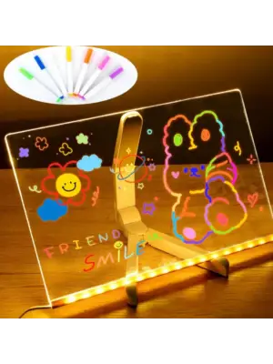 BUFFER® LED Işıklı Kendiliğinden Renkli Fosforlu Kalemli Dikdörtgen Yazı Panosu 20x30 cm