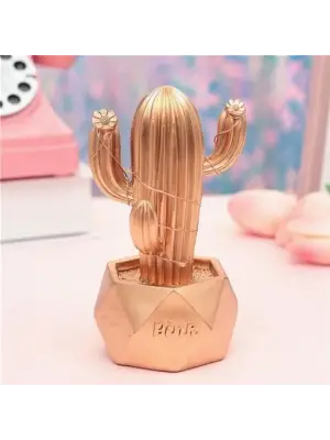 Omarı Sevimli Kaktüs Dekoratif Led Masa Lambası - Gold