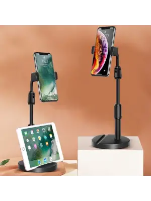 Omarı Masa Üstü Tablet ve Telefon Tutucu Stand - Siyah