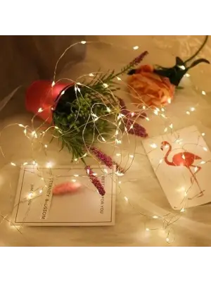 Omarı Sarı Led Işık 5 Metre Pilli Aydınlatma Şeridi