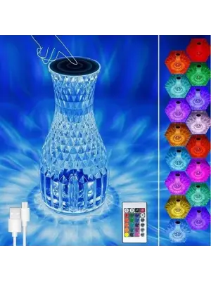 Omarı Renkli Işık Modlu USB Şarjlı Kumandalı Masa Üstü Lamba
