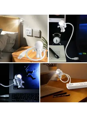 BUFFER® USB Astronot Gece Lambası, Masa Lambası, Kitap Okuma Lambası Işığı