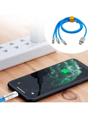 Omarı Hızlı Şarj Kablosu Mavi 3-in-1 Set