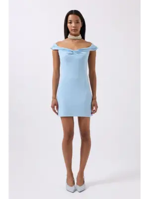 Büzgü Detay Omuz Askılı Mini Elbise