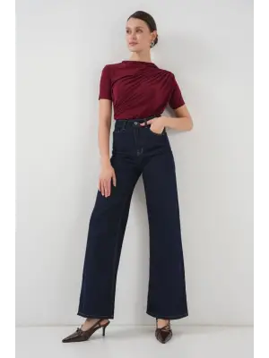 Büzgü Detaylı Kısa Kol Sandy Bluz 945 - Bordo