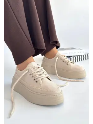 Modern Bej Keten Spor Ayakkabı