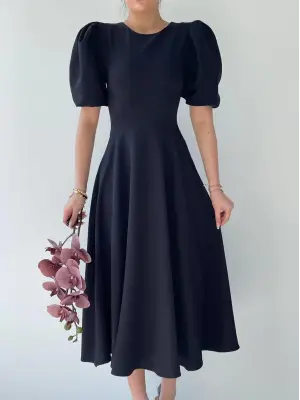 Omarı Şık Balon Kol Elbise Modelleri