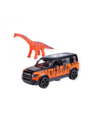 Çek Bırak Araç ve Dinazor  Oyun Seti - 6843-2D- Turuncu