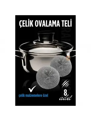 Çelik Bulaşık Ovalama Teli 8 Adet