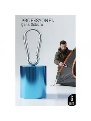 Çelik Yan Açılır Karabina - 6 mm Kamp, Tırmanış ve Günlük Kullanım İçin Güvenli Kilit