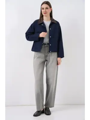 Cep Detaylı Kısa Ceket 5975 - Lacivert