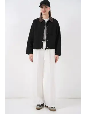 Cep Detaylı Kısa Ceket 5975 - Siyah