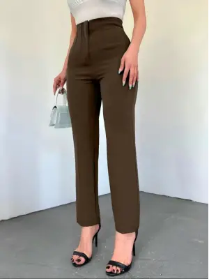 Cep Detaylı Yüksek Bel Pantolon -K. Kahve