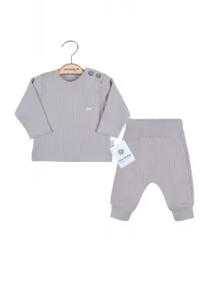 Cep Nakışlı Omuzdan Düğmeli % 100 Pamuk Erkek Bebek Takım