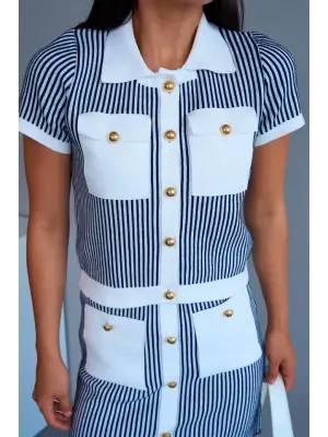 Modern Kemik Lacivert Cepli Etek Takım