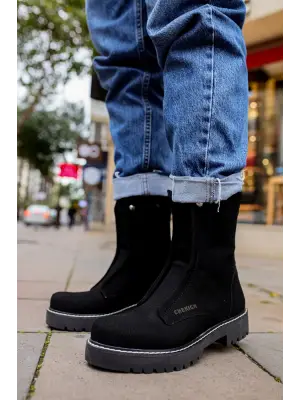 Omarı Şık ve Dayanıklı Erkek Bot - Quebec SIYAH