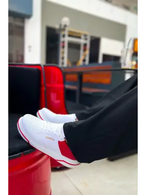 Omarı Etkileyici Beyaz-Kırmızı Erkek Ayakkabı