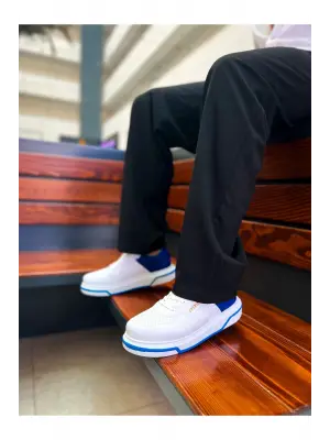 Omarı Yenilikçi Beyaz-Sax Mavi Erkek Ayakkabı