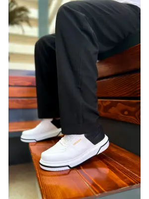 Omarı Siyah ve Beyaz Renkli Erkek Ayakkabısı - Yeni Tasarım