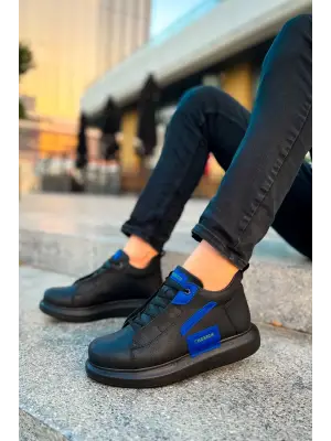 Omarı Yüksek Kaliteli Erkek Bot: SIYAH/SAX MAVI