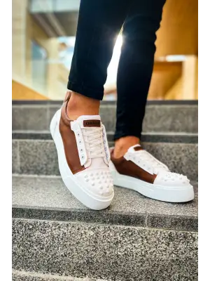 Omarı Modern ve Şık Erkek Beyaz-Taba Ayakkabı