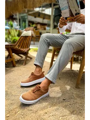 Omarı Yüksek Kaliteli Taba Renkli Erkek Ayakkabısı