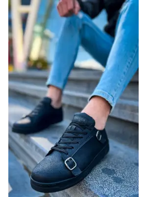 Omarı Modern ve Şık Yan Tokalı Erkek Siyah Ayakkabı