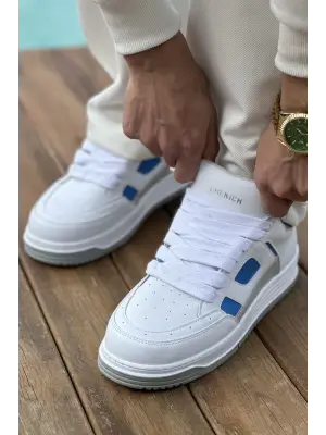 Omarı Hafif ve Rahat Erkek Spor Ayakkabı - Beyaz & Mavi Stil