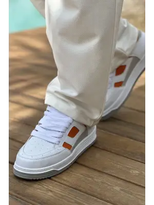 Omarı Erkek Beyaz/Turuncu Spor Ayakkabı - Hafif ve Konforlu