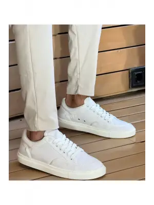 Omarı Şık Keten Erkek Beyaz Ayakkabı