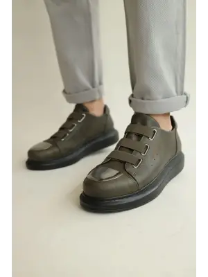 Omarı Modern Tarzda Haki Erkek Ayna Ayakkabı