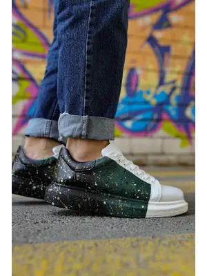 Omarı Modern Dokunuşlu Erkek Ayakkabı BEYAZ / YESIL / SIYAH