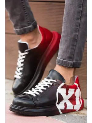 Omarı Siyah Kırmızı Erkek Ayakkabı Modası